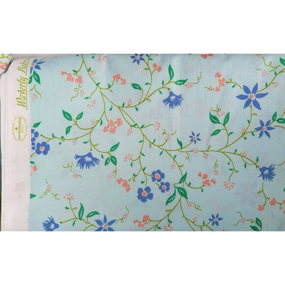 Waverly Fabric Cotton Sky Blue Floral 46W x 112L AMANDA Schumacher Bucks County - Picture 3 of 7
